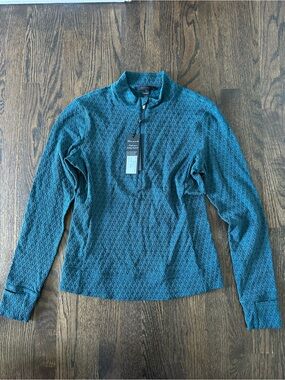 NWT Greyson Textured Jacquard Quarter Zip Pullover Small Teal Performance Golf
